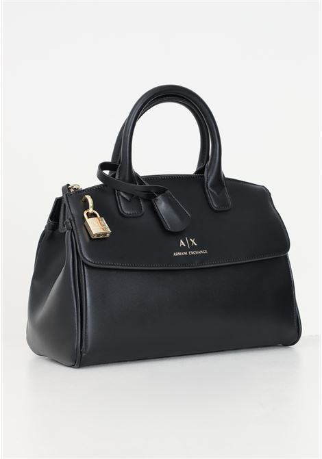 Borsa a tracolla nera da donna con logo e lucchetto ARMANI EXCHANGE | 9491624F77900020